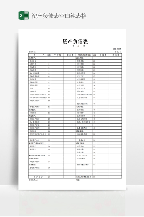 空白资产负债表下载2026